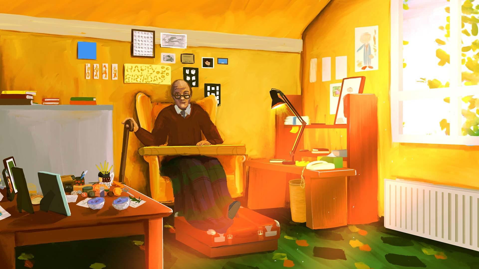 Roald Dahl writing in his study