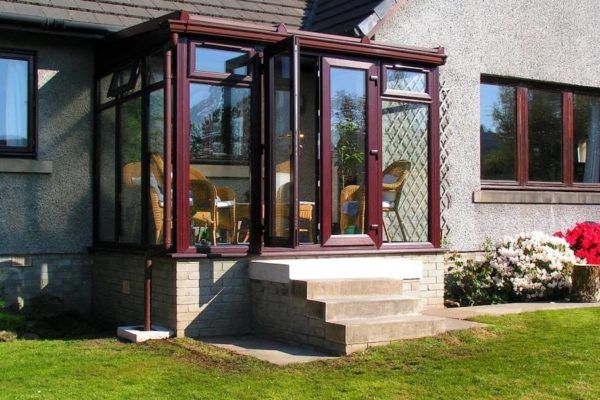 Lean To Conservatory, Rosewood, Full Height Glass