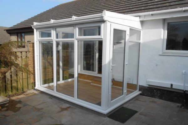 Lean To, White, Full Height Glass