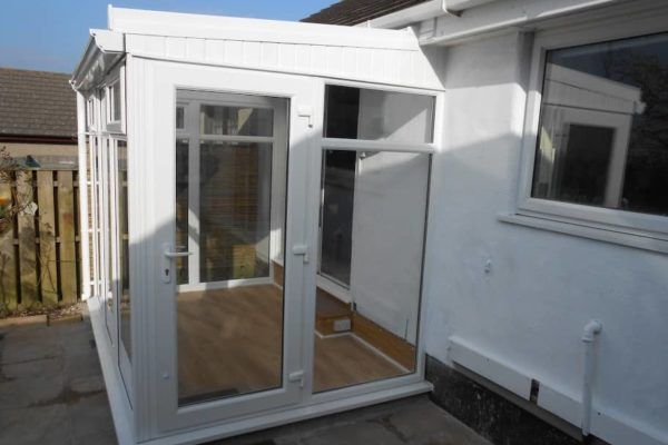 Lean To Conservatory, White, Full Height Glass