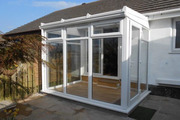 Lean To Conservatory, White, Full Height Glass