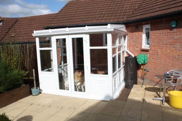 White Full Height Moulded Panel lean to conservatory