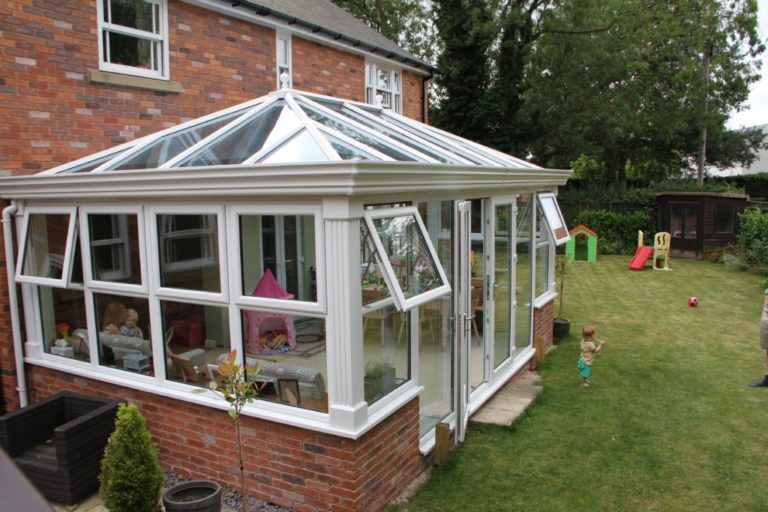 DIY Orangery with Slim Line Fascia and corner pilasters