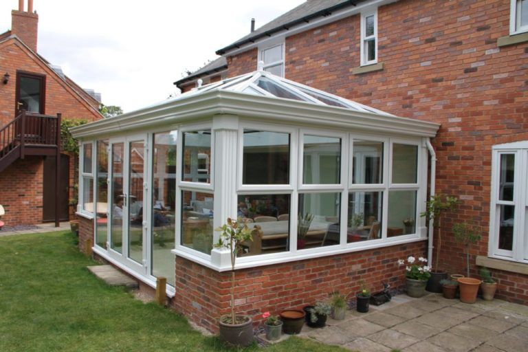 DIY Orangery with Slim Line Fascia and corner pilasters