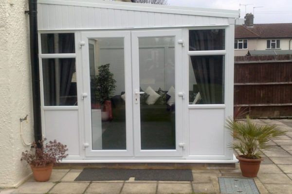 Lean To Conservatory, White, Full Height Smooth Panel