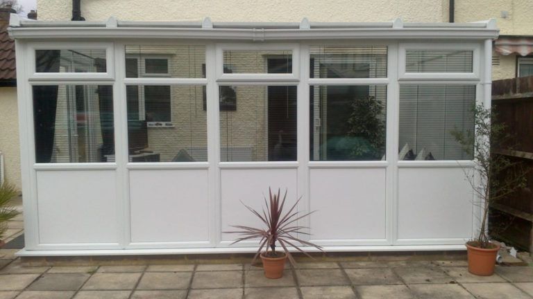 Lean To Conservatory, White, Full Height Smooth Panel