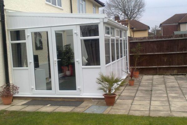 Lean To Conservatory, White, Full Height Smooth Panel