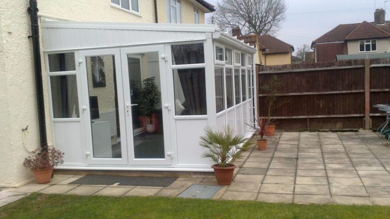 Lean To Conservatory, White, Full Height Smooth Panel