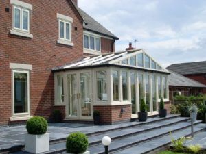 Gable Front Conservatory, Cream, Dwarf Wall