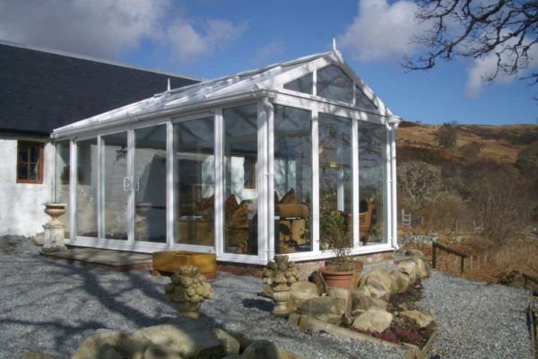 Gable Front Conservatory, White, Full Height Glass