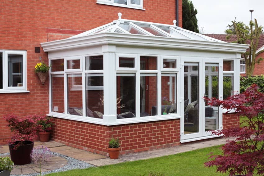 DIY Orangery with High Line Fascia and corner pilasters and lantern roof