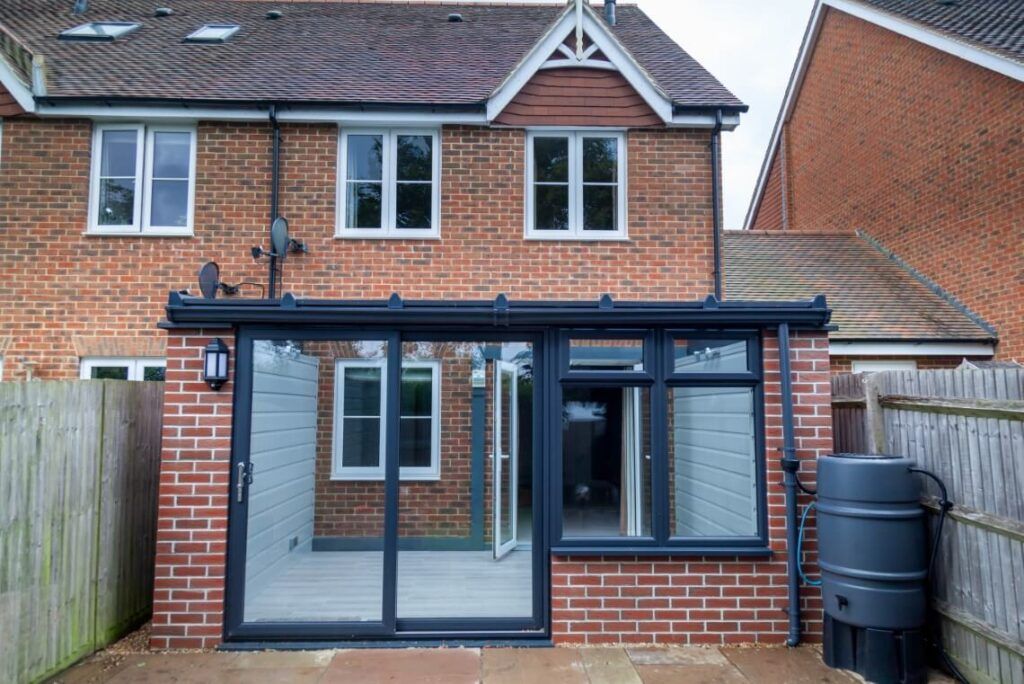 a new conservatory with a patio door