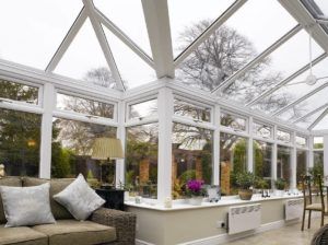 p-shape conservatory with radiator