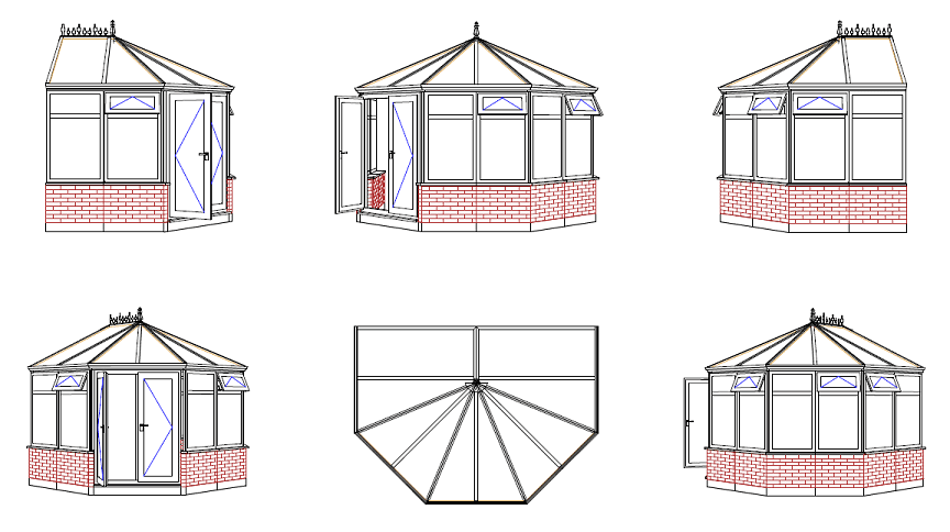 Victorian Style Conservatory CAD Drawing