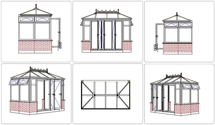 Mr Organ Hipped-back Edwardian conservatory CAD drawing