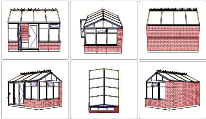 Gable End Conservatory CAD drawing - Gwilliam