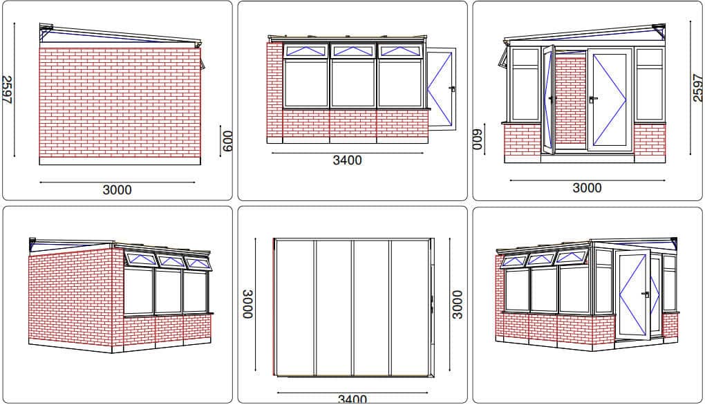 Lean-to conservatory CAD drawing - Mr Hard