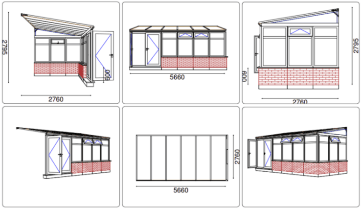 Mr Gilmour DIY Sunlounge Lean-to Conservatory CAD drawing
