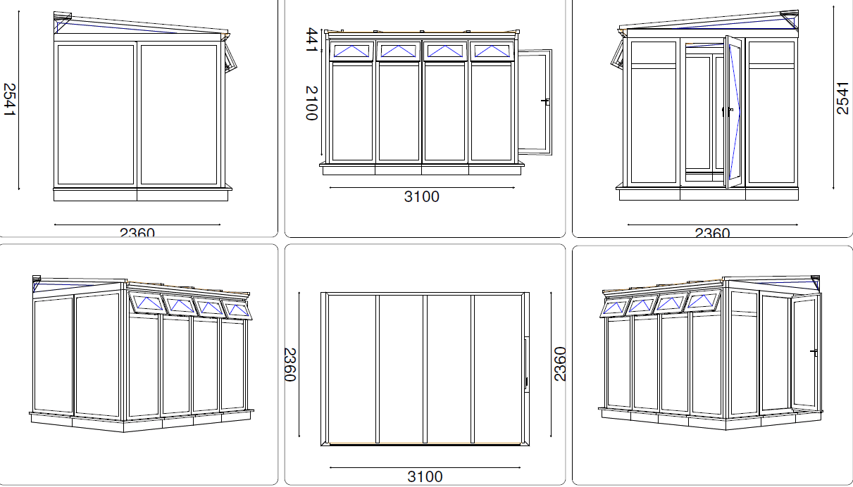 Small lean-to conservatory CAD drawing - Mr Robinson