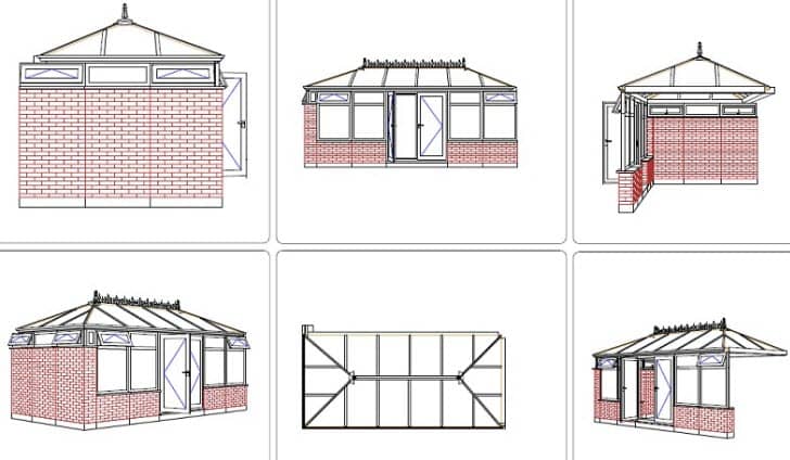 CAD drawing hipped-back edwardian conservatory - Miss Kafeero