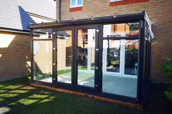 brown lean to conservatory