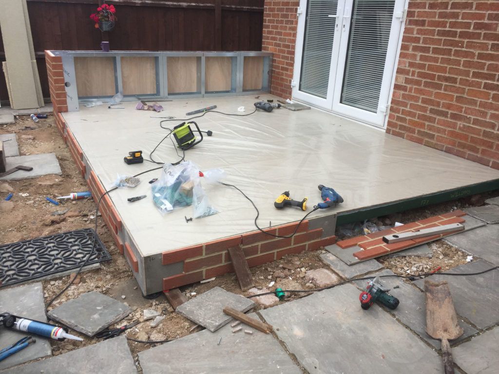 conservatory base being built