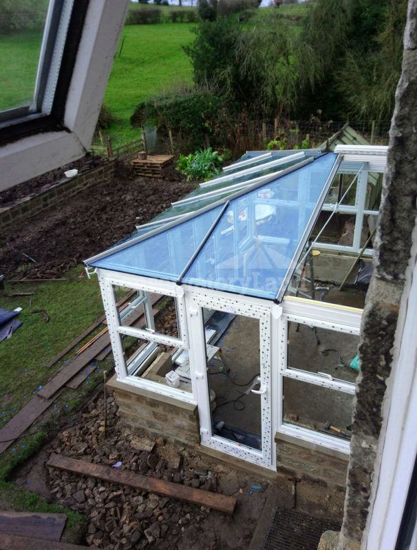 frame and roof installation on a conservatory