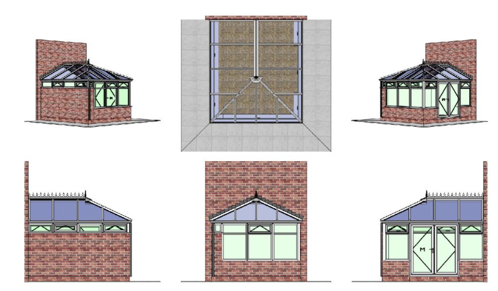 cad drawing of bespoke edwardian conservatory