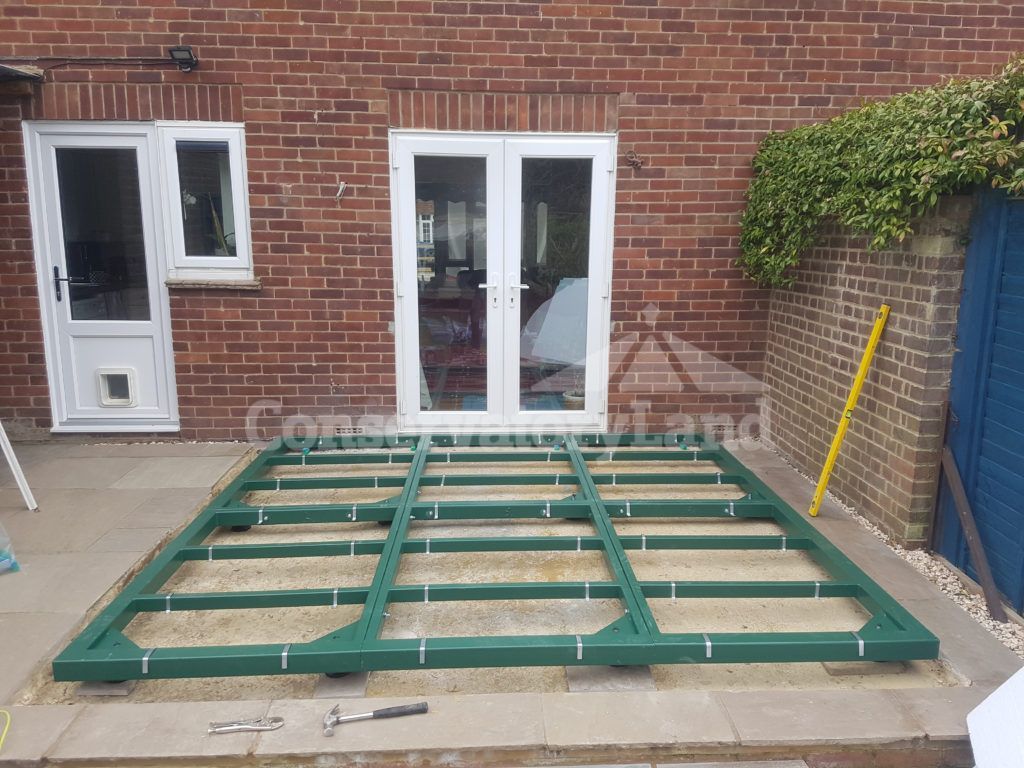 conservatory steel base installation