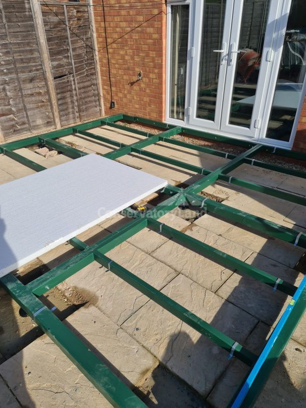 steel base frame and insulation