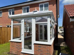 conservatory with a single door