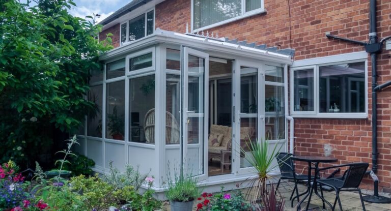 edwardian conservatory with privacy panel