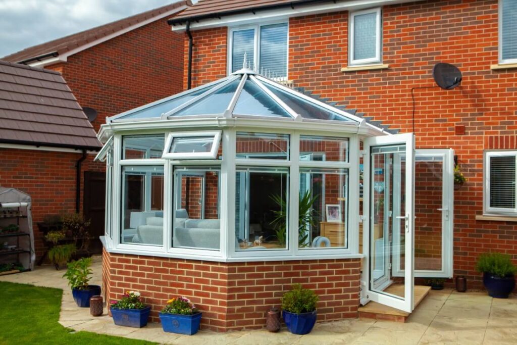 new victorian style conservatory with dwarf walls