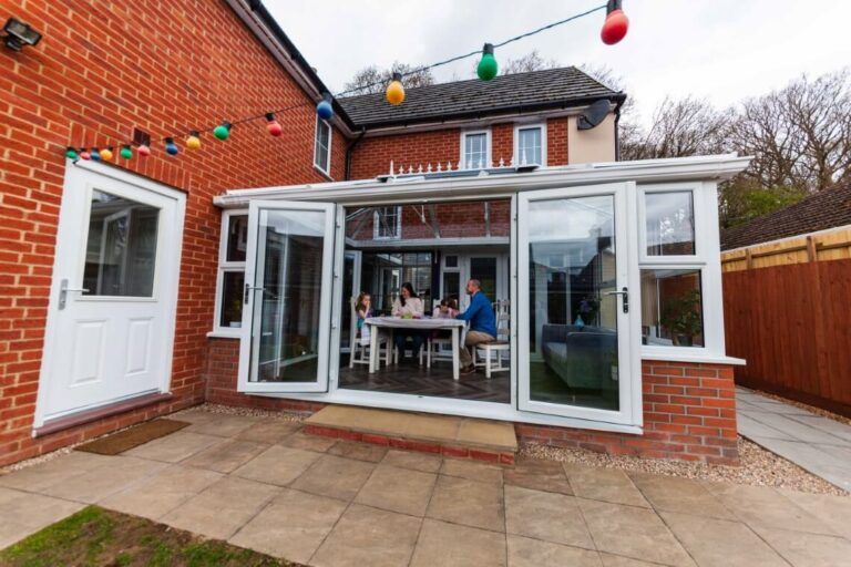 double hipped Edwardian conservatory with open french door