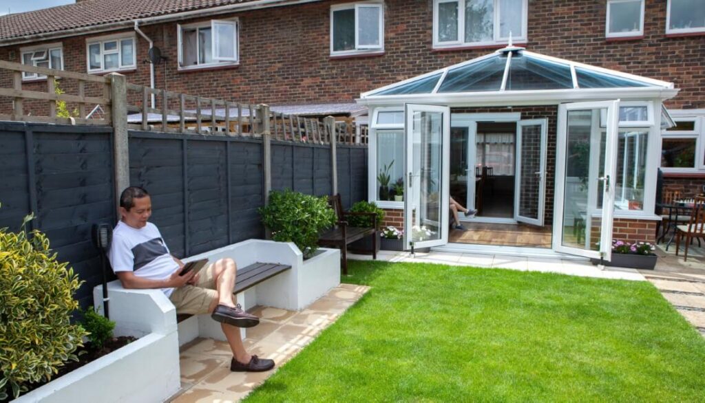 garden view of an edwardian conservatory