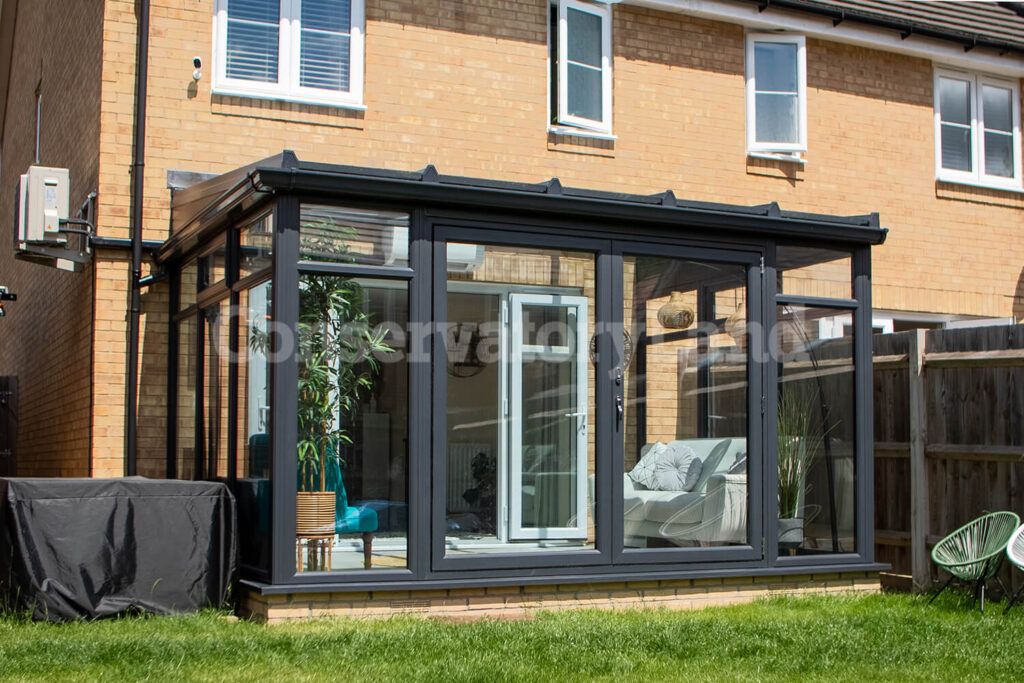 exterior completed modern lean-to conservatory
