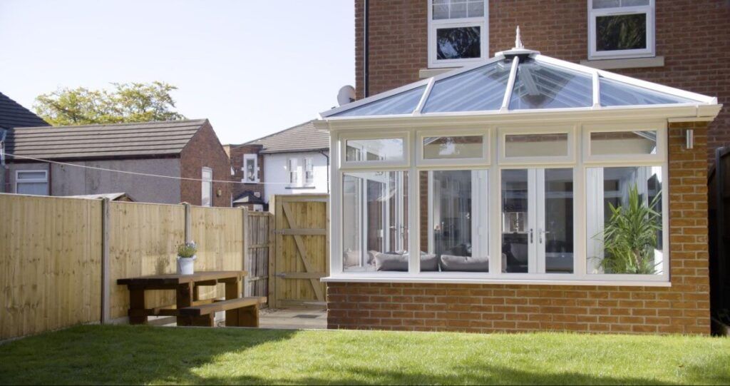 conservatory with a glass roof