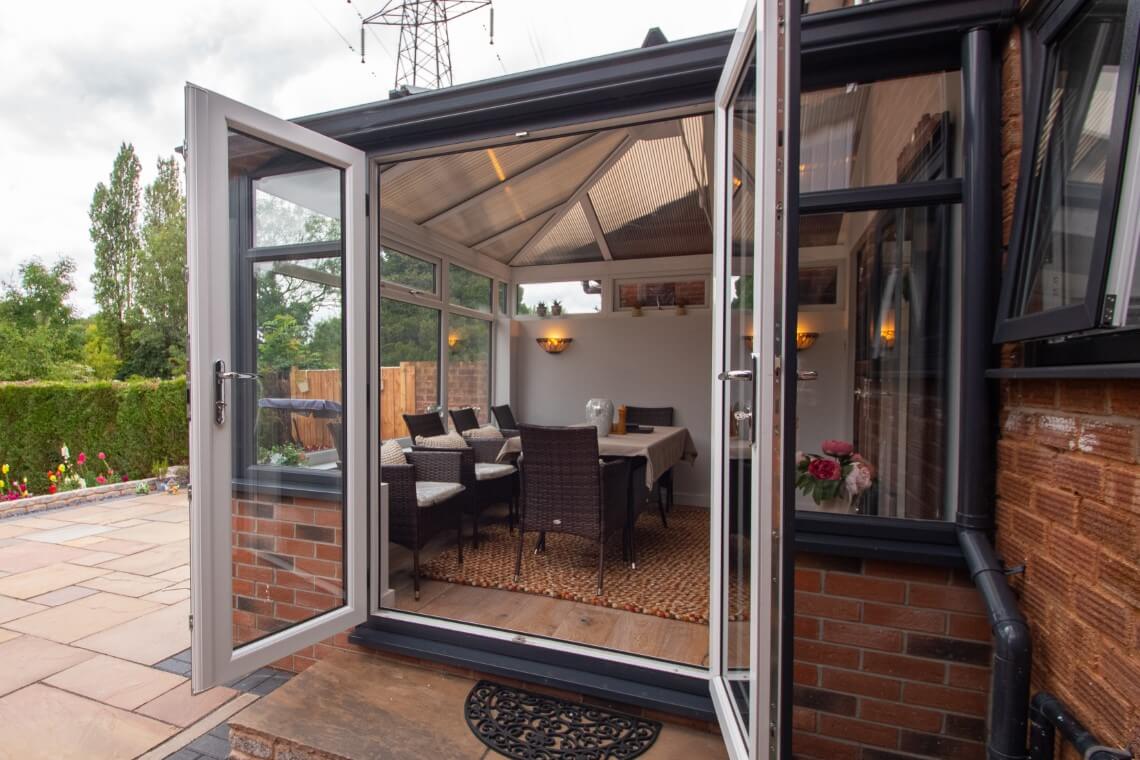 grey on white conservatory doors