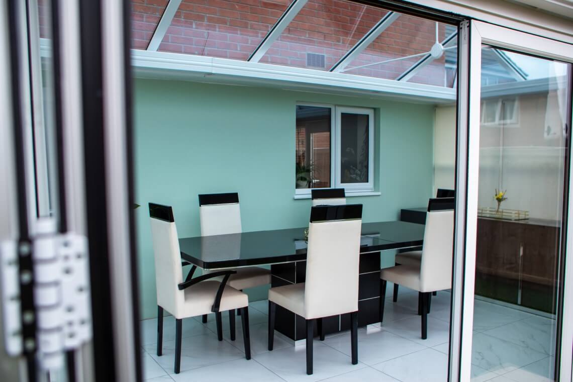 dining room in a new conservatory