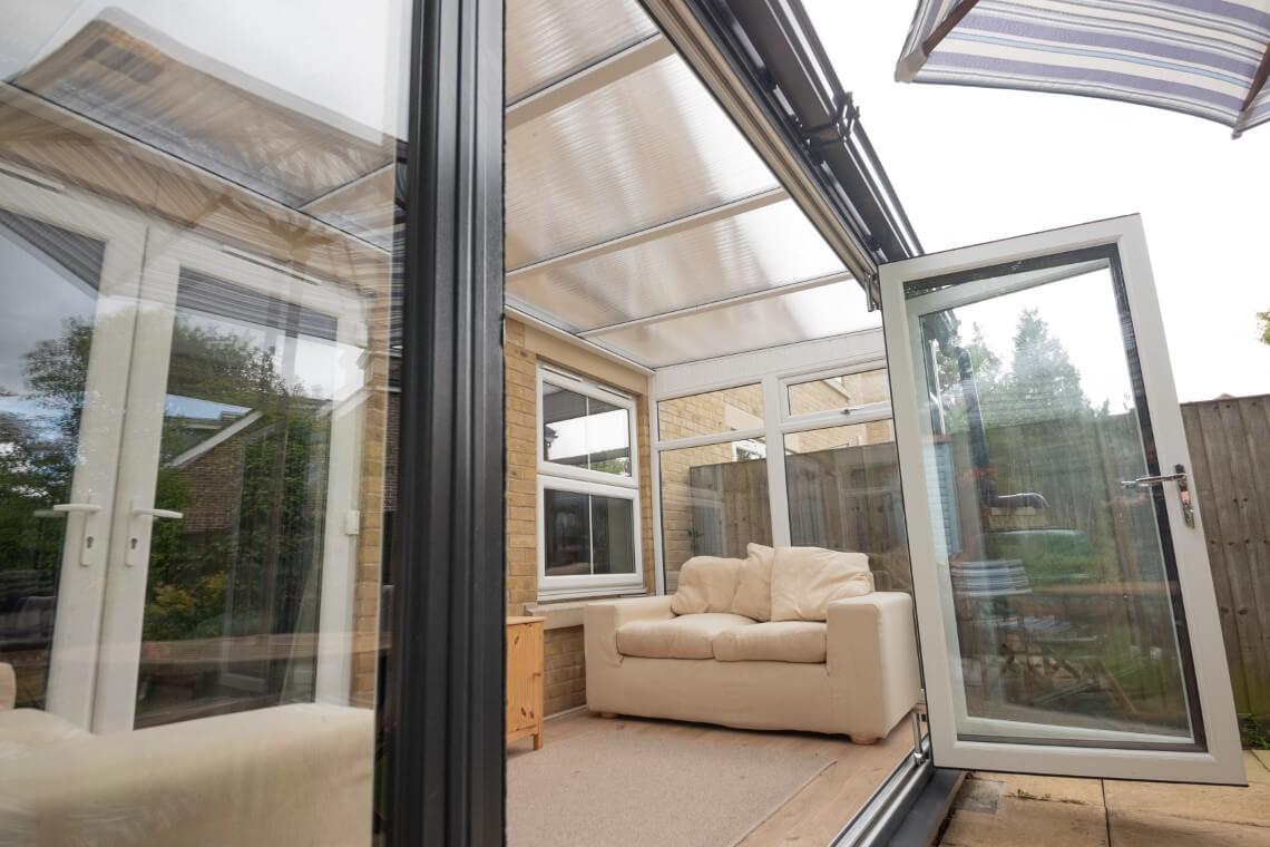 lean to conservatory with bi folding doors